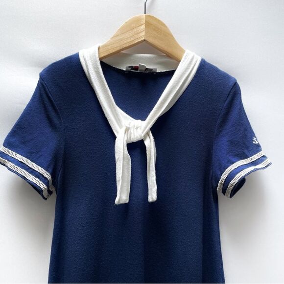 Junior Gaultier Girls Navy Sailor Dress 8A – Nautical Stripe Preppy Classic - Picture 4 of 8